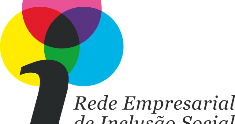 Descrição de Imagem: Logo da Rede Empresarial de Inclusão, uma letra I escrita em preto sobre três círculos coloridos nas cores amarelo, vermelho e azul. Os círculos se sobrepõem misturando suas cores e formando as cores laranja, verde e roxo. Do lado direito está escrito Rede Empresarial de Inclusão Social.