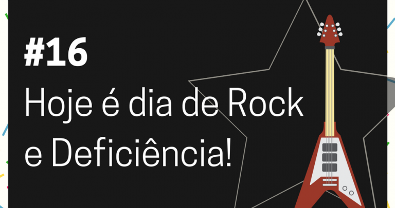Descrição de imagem: imagem de fundo verde com o texto Lei de Cotas – 27 Dias pela Inclusão. 16. Hoje é dia de Rock e Deficiência! Na lateral direita está o desenho de uma guitarra vermelha. Na parte inferior está o logo do 27º Aniversário da Lei de Cotas e o logo da Câmara Paulista para Inclusão. #27diaspelainclusão