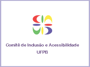 imagem colorida sobre fundo branco, com o logo do Comitê de Inclusão e Acessibilidade da UFPB. O logo tem a forma de uma estrela com 4 traços retos e 4 curvos, nas cores vermelho, verde, amarelo e roxo.