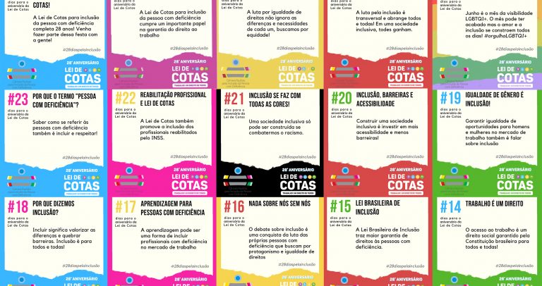mosaico mostra sequencia de nove artes da campanha #28diasparaoaniversariodeaLeideCotas