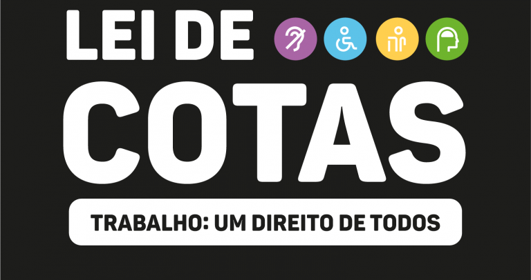 cartaz em fundo preto, arte mostra dizeres na 28o, aniversario da Lei de Cotas, escrito em branco. Abaixo, esta escrito em letra brancas e fundo preto Trabalho Um Direito de Todos. Finalizando, a logomarca da Câmara Paulista