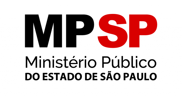 Logo do Ministério Público do Estado de SP, composto pelas letras MP SP em letras maiúsculas e negrito. O MP está escrito em branco e o SP em vermelho. Abaixo está escrito Ministério Público em letras minúsculas e do Estado de São Paulo, em letras maiúsculas.