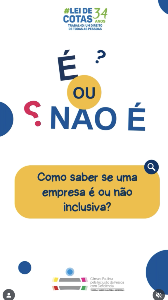 Print da abertura do vídeo, com figuras animadas coloridas, com o texto: É ou não é? Como saber se uma empresa é ou não inclusiva?